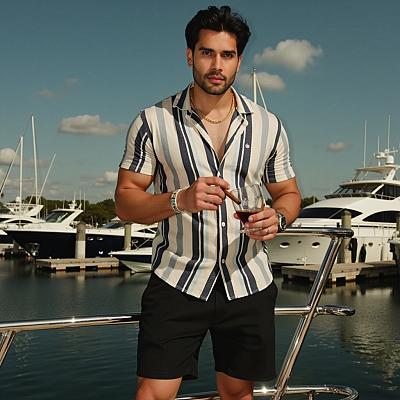 man smoking a cigar at a marina
