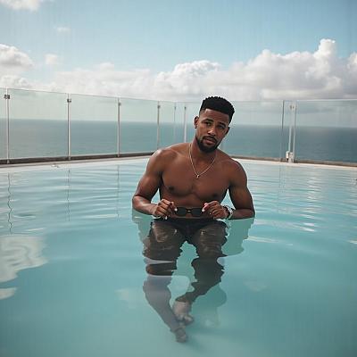 black man in a pool